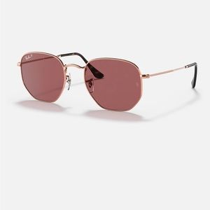 Ray-ban rose gold/violet hexagonal sunglasses